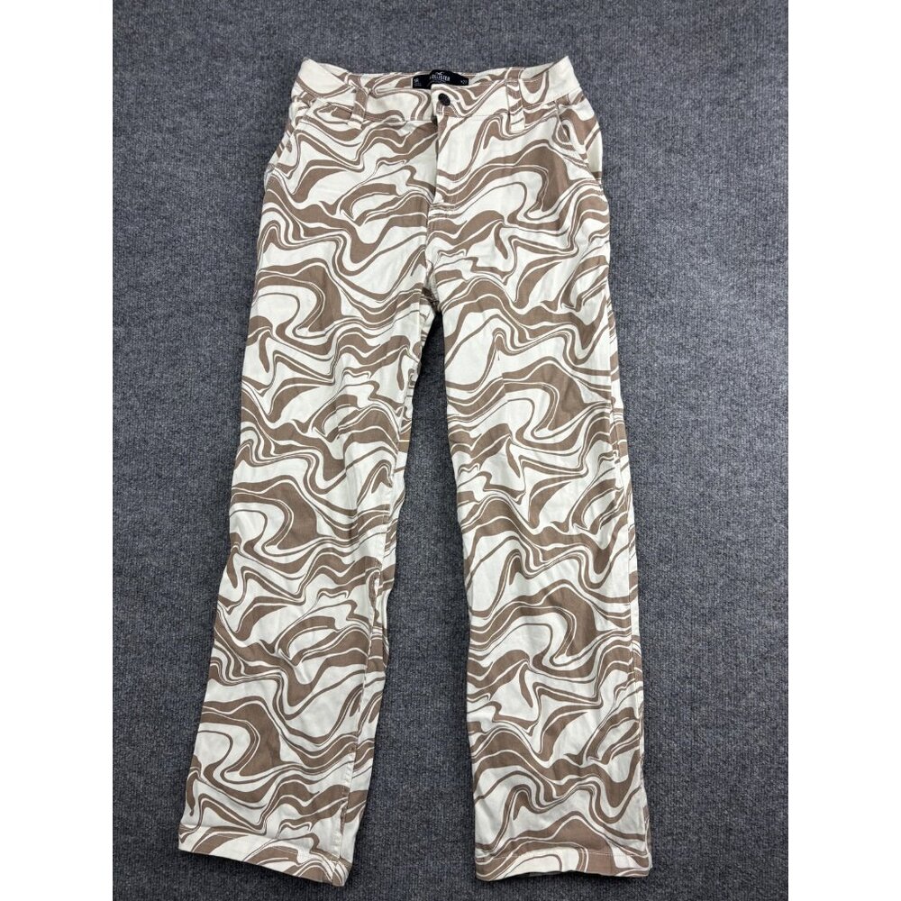 Hollister Pants Womens 5R W27 Brown White High-Rise Utility‎ Dad Straight Leg